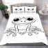 Cute cartoon frog with big eyes coloring page for kids bedding set