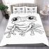 Cute cartoon frog with big eyes coloring page for kids bedding set