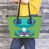 Cute cartoon frog with big eyes wearing sneakers leaather tote bag