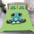 Cute cartoon frog with big eyes wearing sneakers bedding set