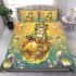 Cute cartoon frog with crown sitting on a golden ball bedding set