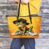 Cute cartoon green frog leaather tote bag