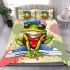 Cute cartoon green frog bedding set