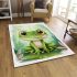 Cute cartoon illustration of a little frog with big eyes area rugs carpet