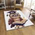 Cute cartoon owl wearing glasses and graduation hat area rugs carpet