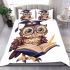 Cute cartoon owl wearing glasses and graduation hat bedding set