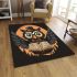 Cute cartoon owl wearing glasses and holding an open book area rugs carpet