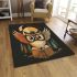 Cute cartoon owl wearing glasses and holding an open book area rugs carpet