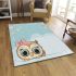 Cute cartoon owl with a pink bow on its head area rugs carpet