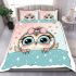 Cute cartoon owl with a pink bow on its head bedding set