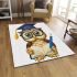 Cute cartoon owl with glasses and graduation hat holding book area rugs carpet