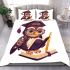 Cute cartoon owl with glasses and graduation hat holding book bedding set