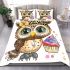 Cute cartoon owl with leopard headband bedding set