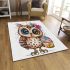 Cute cartoon owl with leopard headband and colorful cupcake area rugs carpet