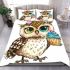 Cute cartoon owl with leopard headband bedding set