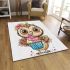 Cute cartoon owl with leopard headband holding area rugs carpet