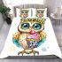 Cute cartoon owl with leopard headband holding bedding set