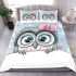 Cute cartoon owl with pink bow on head bedding set