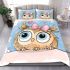 Cute cartoon owl with pink bow on head bedding set