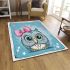 Cute cartoon owl with pink bow on head area rugs carpet