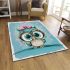 Cute cartoon owl with pink bow on head area rugs carpet