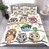 Cute cartoon owls sitting on tree branches bedding set