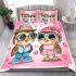 Cute cartoon owls wearing cute bedding set