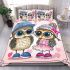 Cute cartoon owls wearing cute bedding set