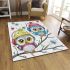 Cute cartoon owls with colorful hats and headphones area rugs carpet