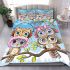 Cute cartoon owls with different hats bedding set