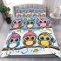 Cute cartoon owls with different hats bedding set