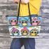 Cute cartoon owls with different hats leather tote bag