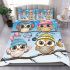 Cute cartoon owls with different hats bedding set