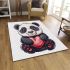 Cute cartoon panda holding a heart area rugs carpet