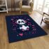 Cute cartoon panda listening to music on headphones area rugs carpet