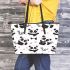 Cute cartoon panda pattern leather tote bag