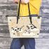 Cute cartoon pandas playing on clouds leather tote bag