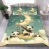 Cute cartoon pandas shooting stars bedding set