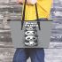 Cute cartoon pandas stacked on top leather tote bag