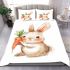 Cute cartoon rabbit holding a carrot bedding set