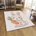 Cute cartoon rabbit holding a carrot area rugs carpet