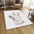 Cute cartoon rabbit holding a carrot in a simple area rugs carpet