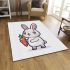 Cute cartoon rabbit holding a carrot in a simple area rugs carpet