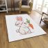 Cute cartoon rabbit holding a carrot in a simple area rugs carpet