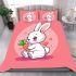 Cute cartoon rabbit playing with a carrot bedding set