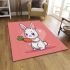 Cute cartoon rabbit playing with a carrot area rugs carpet