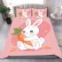 Cute cartoon rabbit playing with a carrot bedding set