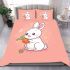 Cute cartoon rabbit playing with a carrot bedding set