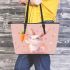 Cute cartoon rabbit with pink ears and tail leather tote bag