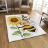 Cute cartoon style bee holding a sunflower area rugs carpet